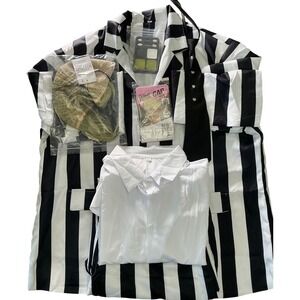 Mens Beetlejuice‎ Halloween Costume Cosplay Suit Outfit Adult XXL Wig Makeup NEW